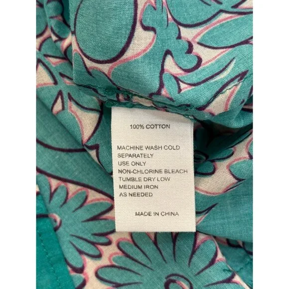 Birds of Paradis by Trovata Clover Top Thicket Blue Teal Cotton Womens Size M - Picture 9 of 9